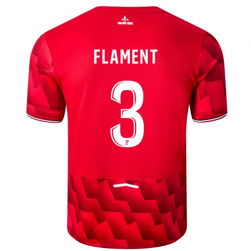 Danxen Kvinder Corentin Flament #3 Rød Hvid Hjemmebane Spillertrøjer 2025/26 Trøje T-Shirt