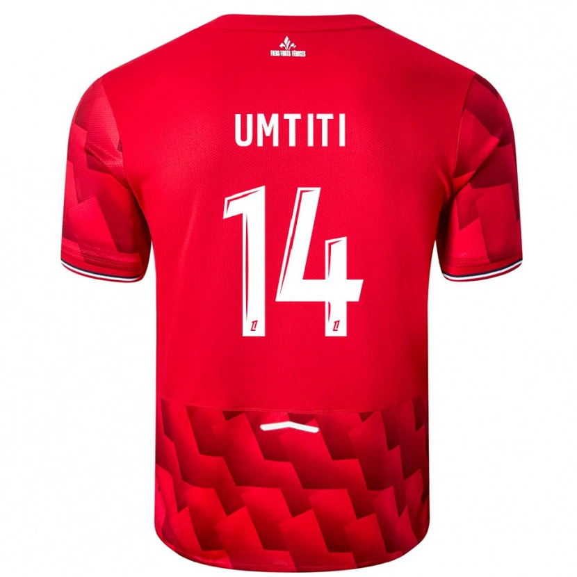 Danxen Kvinder Samuel Umtiti #14 Rød Hvid Hjemmebane Spillertrøjer 2025/26 Trøje T-Shirt