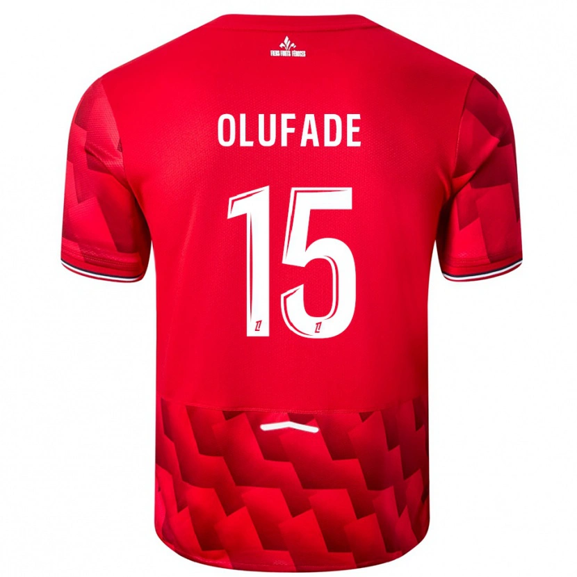 Danxen Kvinder Kingsley Olufade #15 Rød Hvid Hjemmebane Spillertrøjer 2025/26 Trøje T-Shirt