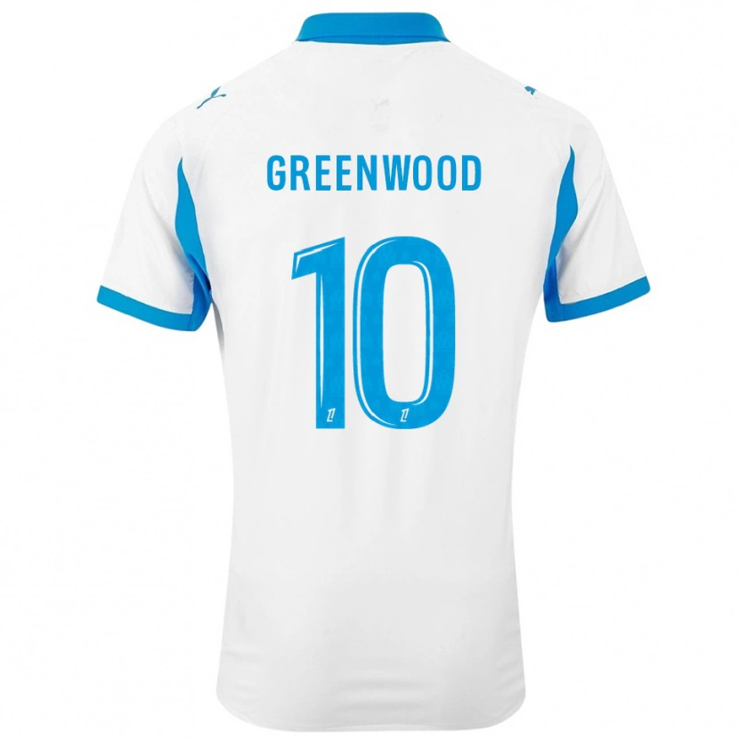 Danxen Kvinder Mason Greenwood #10 Hvid Himmelblå Hjemmebane Spillertrøjer 2025/26 Trøje T-Shirt