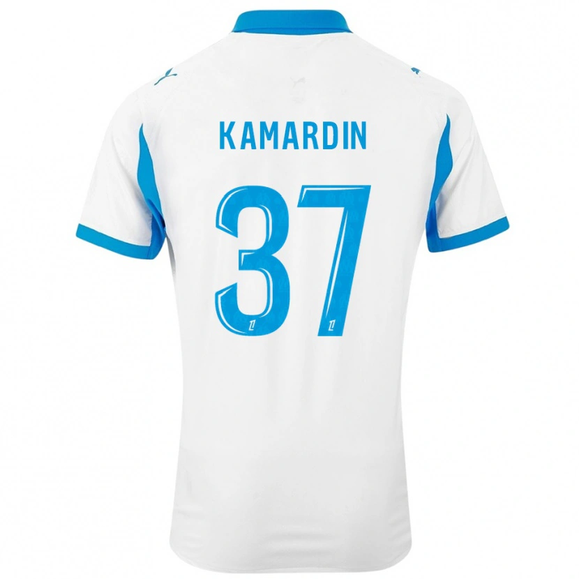 Danxen Kvinder Aaron Kamardin #37 Hvid Himmelblå Hjemmebane Spillertrøjer 2025/26 Trøje T-Shirt