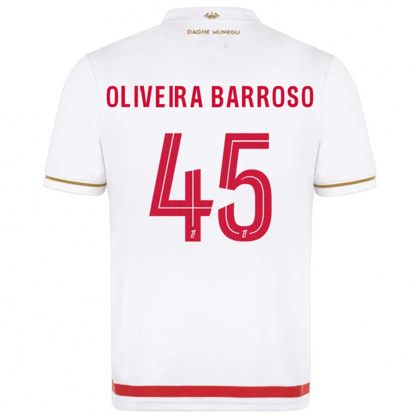 Danxen Kvinder Mickael Oliveira Barroso #45 Rød Hvid Hjemmebane Spillertrøjer 2025/26 Trøje T-Shirt