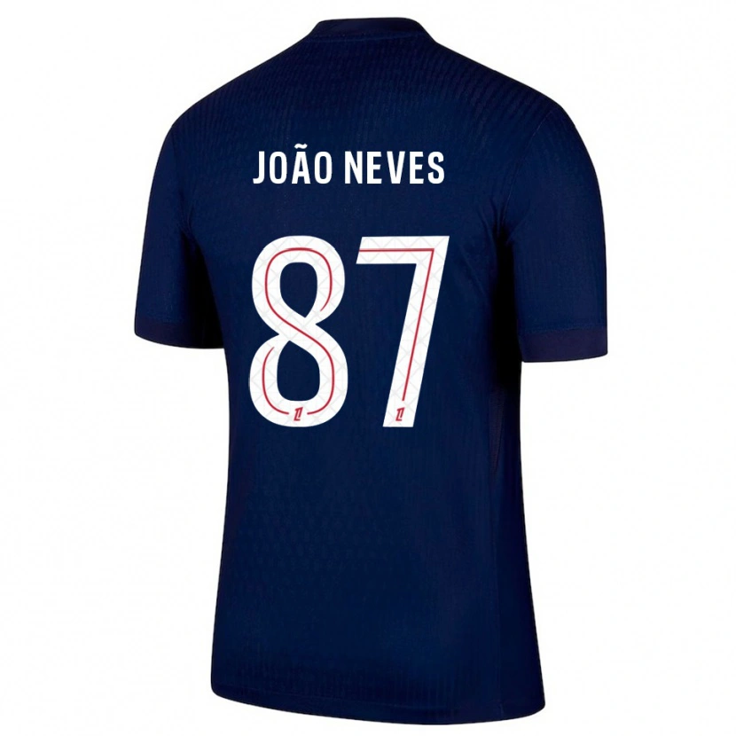 Danxen Kvinder João Neves #87 Navy Rød Hjemmebane Spillertrøjer 2025/26 Trøje T-Shirt
