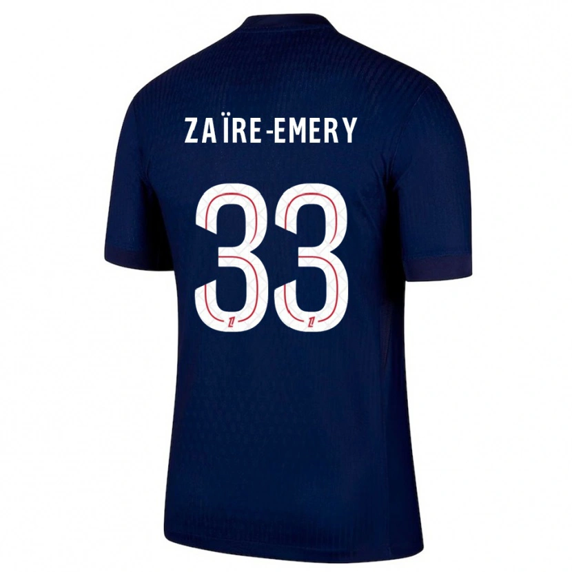 Danxen Kvinder Warren Zaïre-Emery #33 Navy Rød Hjemmebane Spillertrøjer 2025/26 Trøje T-Shirt