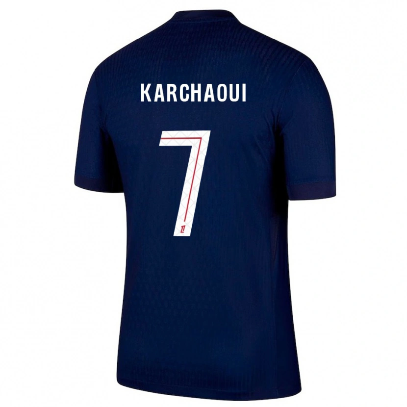 Danxen Kvinder Sakina Karchaoui #7 Navy Rød Hjemmebane Spillertrøjer 2025/26 Trøje T-Shirt