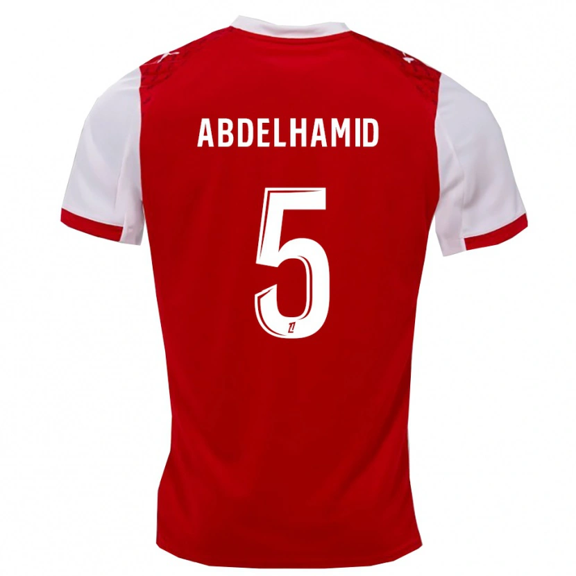 Danxen Kvinder Yunis Abdelhamid #5 Rød Hvid Hjemmebane Spillertrøjer 2025/26 Trøje T-Shirt