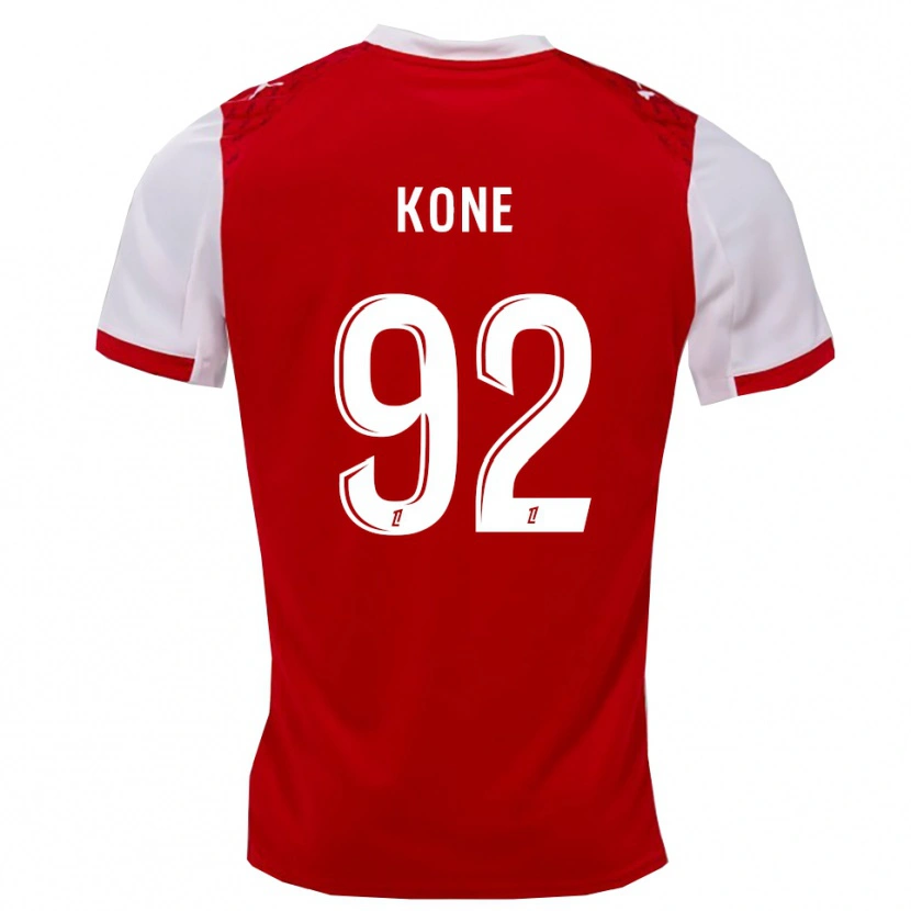 Danxen Kvinder Abdoul Koné #92 Rød Hvid Hjemmebane Spillertrøjer 2025/26 Trøje T-Shirt