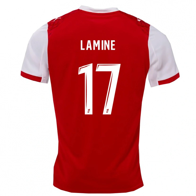 Danxen Kvinder Mana Lamine #17 Rød Hvid Hjemmebane Spillertrøjer 2025/26 Trøje T-Shirt