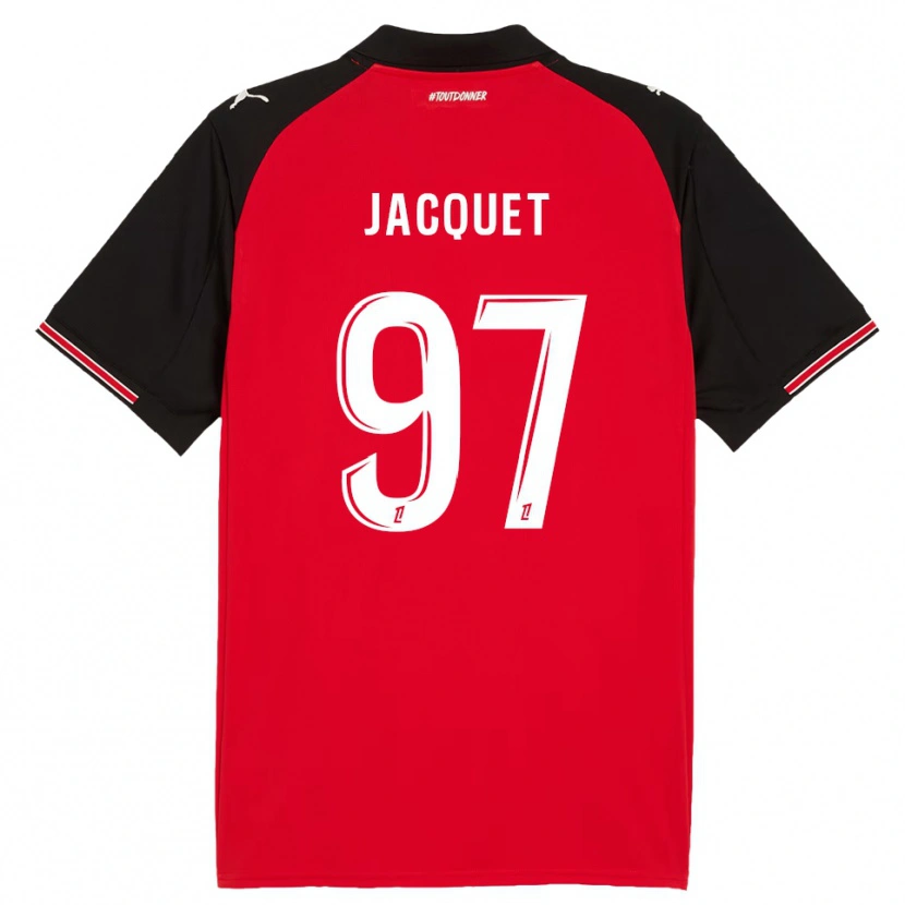 Danxen Kvinder Jérémy Jacquet #97 Rød Sort Hjemmebane Spillertrøjer 2025/26 Trøje T-Shirt
