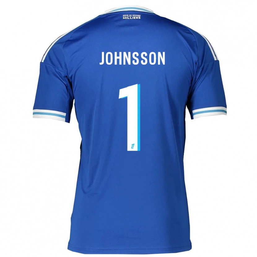 Danxen Kvinder Karl-Johan Johnsson #1 Blå Hvid Hjemmebane Spillertrøjer 2025/26 Trøje T-Shirt