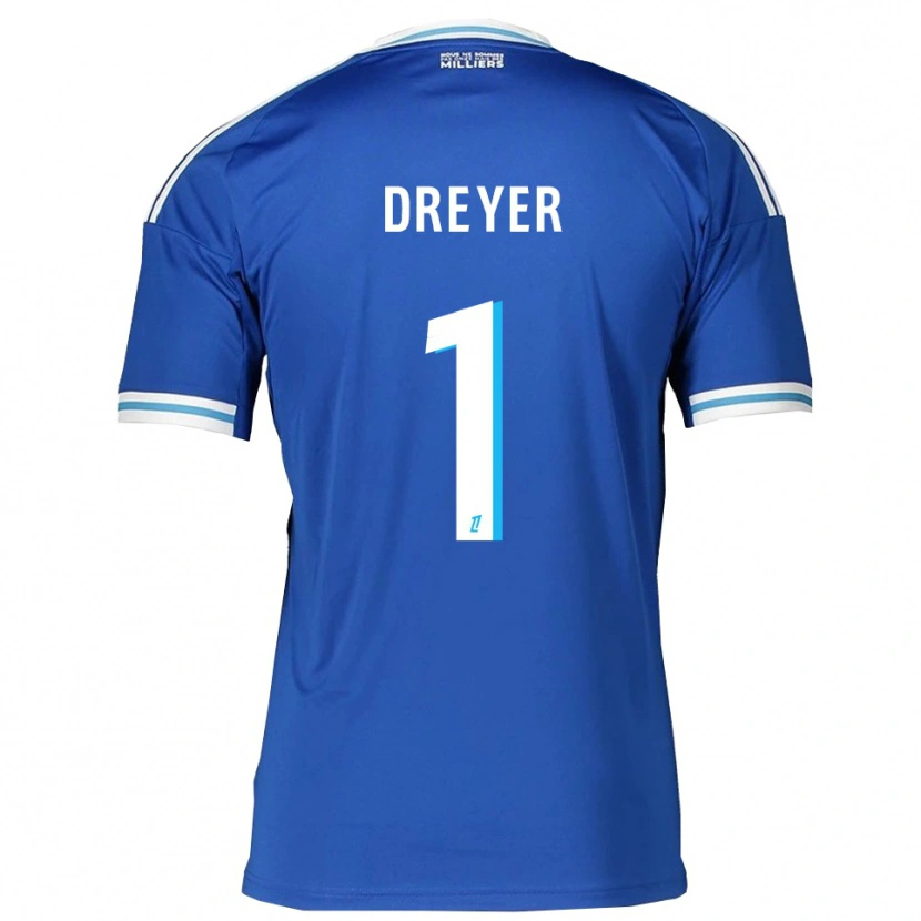 Danxen Kvinder Matthieu Dreyer #1 Blå Hvid Hjemmebane Spillertrøjer 2025/26 Trøje T-Shirt