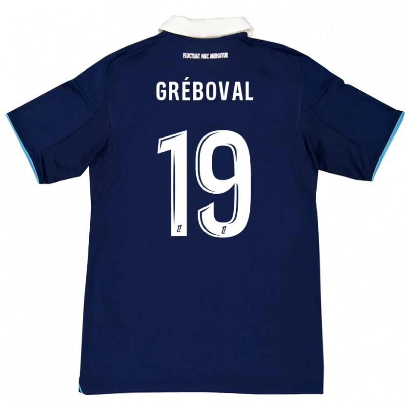 Danxen Kvinder Théa Gréboval #19 Mørkeblå Hvid Hjemmebane Spillertrøjer 2025/26 Trøje T-Shirt