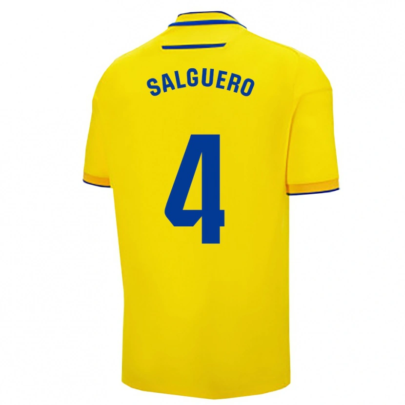Danxen Kvinder Adrián Salguero #4 Gul Navy Hjemmebane Spillertrøjer 2025/26 Trøje T-Shirt