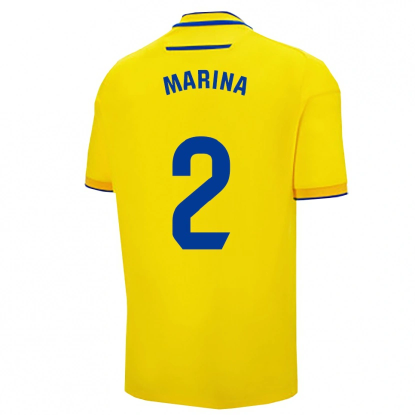 Danxen Kvinder Marina Galvez Jimenez #2 Gul Navy Hjemmebane Spillertrøjer 2025/26 Trøje T-Shirt