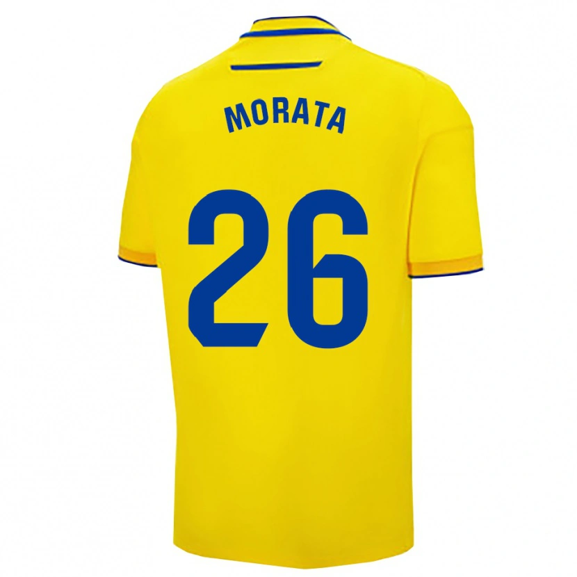Danxen Kvinder Álex Morata #26 Gul Navy Hjemmebane Spillertrøjer 2025/26 Trøje T-Shirt