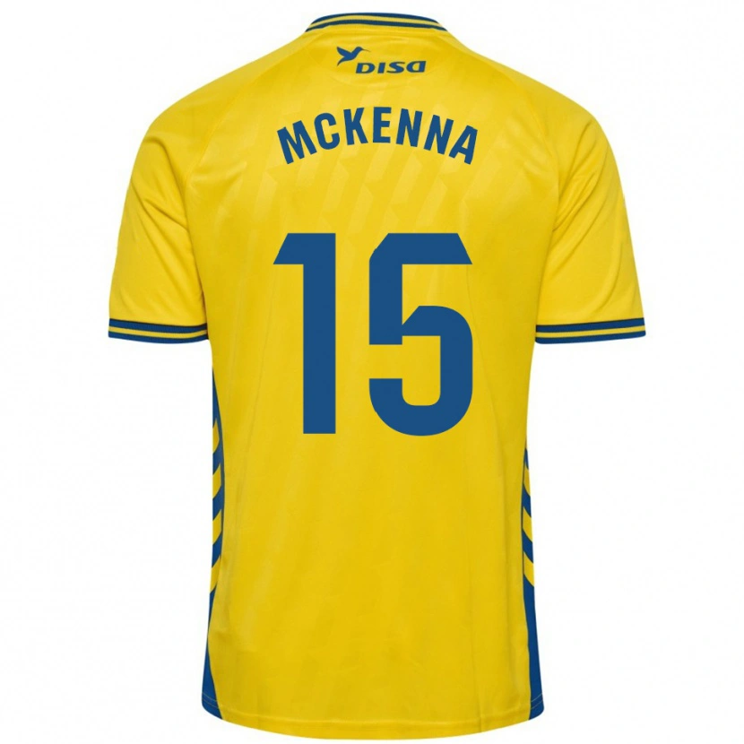 Danxen Kvinder Scott Mckenna #15 Gul Blå Hjemmebane Spillertrøjer 2025/26 Trøje T-Shirt