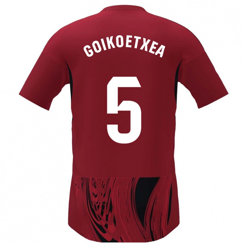 Danxen Kvinder Imanol Goikoetxea #5 Rød Sort Hjemmebane Spillertrøjer 2025/26 Trøje T-Shirt