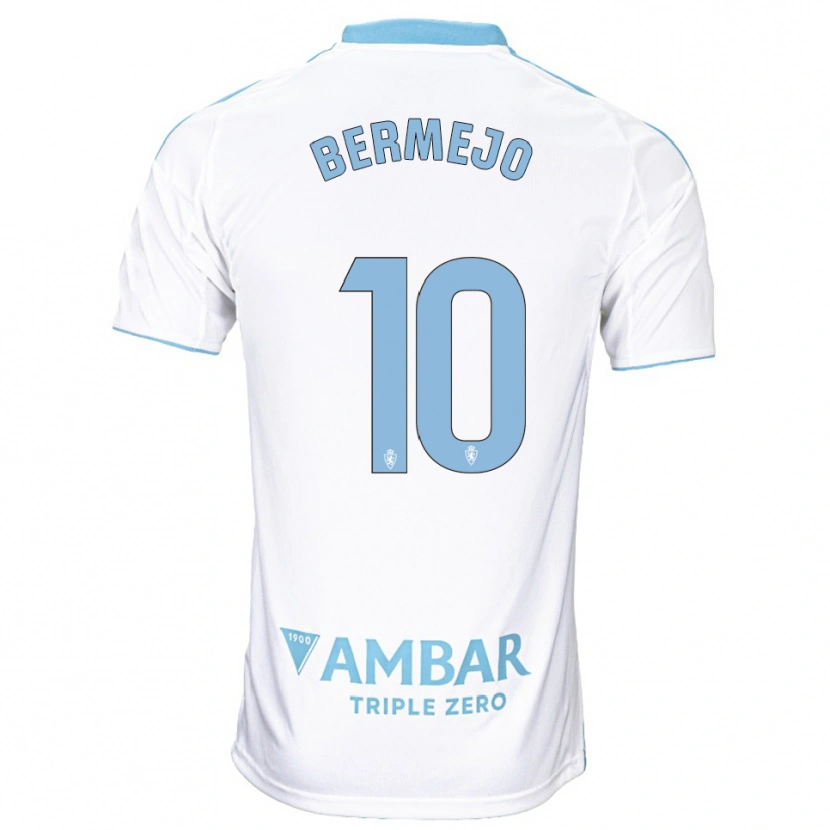 Danxen Kvinder Sergio Bermejo #10 Hvid Himmelblå Hjemmebane Spillertrøjer 2025/26 Trøje T-Shirt