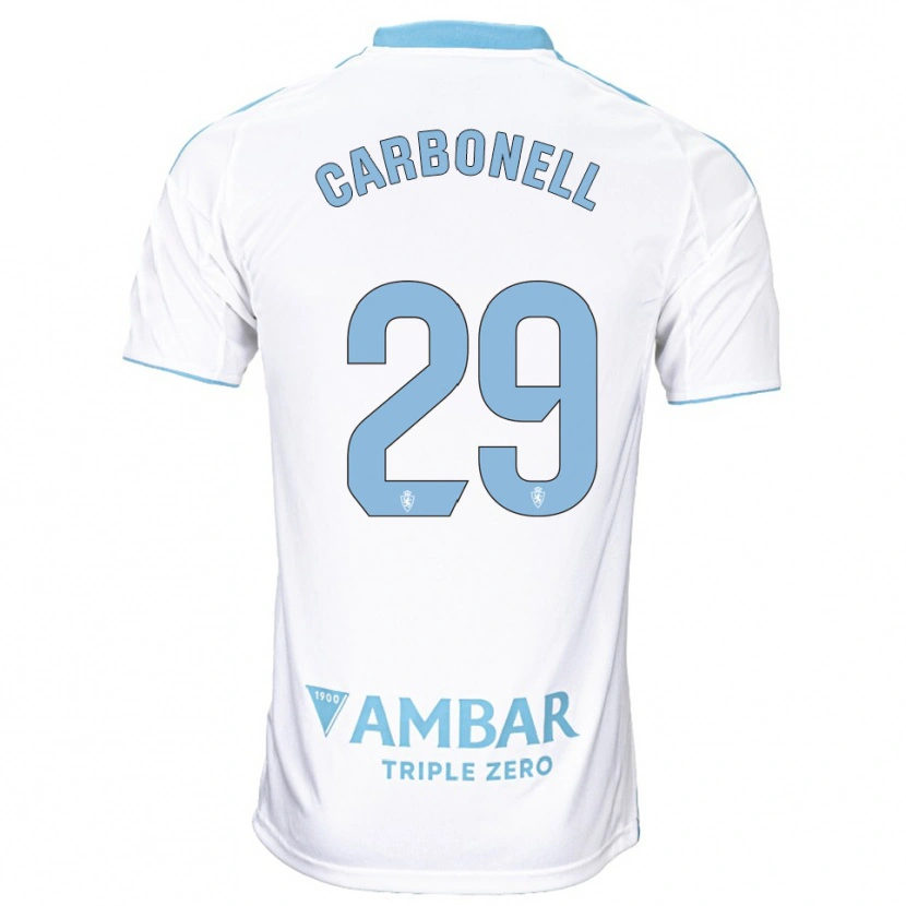 Danxen Kvinder Luis Carbonell #29 Hvid Himmelblå Hjemmebane Spillertrøjer 2025/26 Trøje T-Shirt