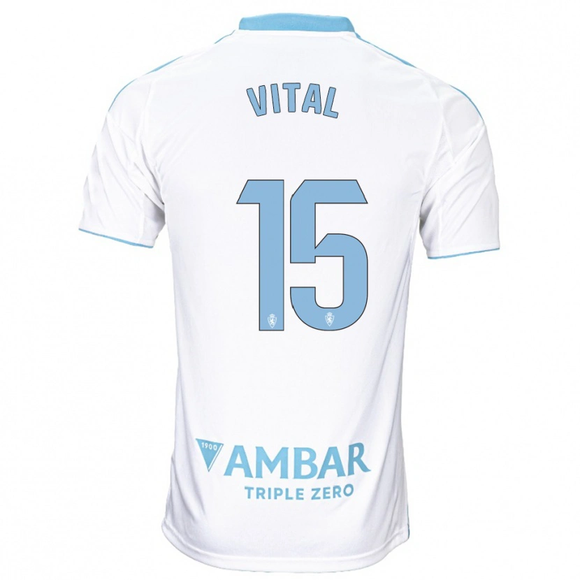 Danxen Kvinder Bernardo Vital #15 Hvid Himmelblå Hjemmebane Spillertrøjer 2025/26 Trøje T-Shirt