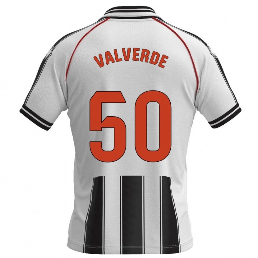 Danxen Kvinder Jorge Valverde #50 Hvid Sort Hjemmebane Spillertrøjer 2025/26 Trøje T-Shirt