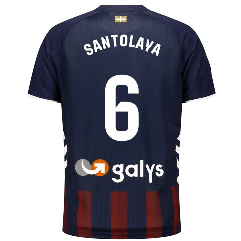 Danxen Kvinder Asier Santolaya #6 Navy Rød Hjemmebane Spillertrøjer 2025/26 Trøje T-Shirt