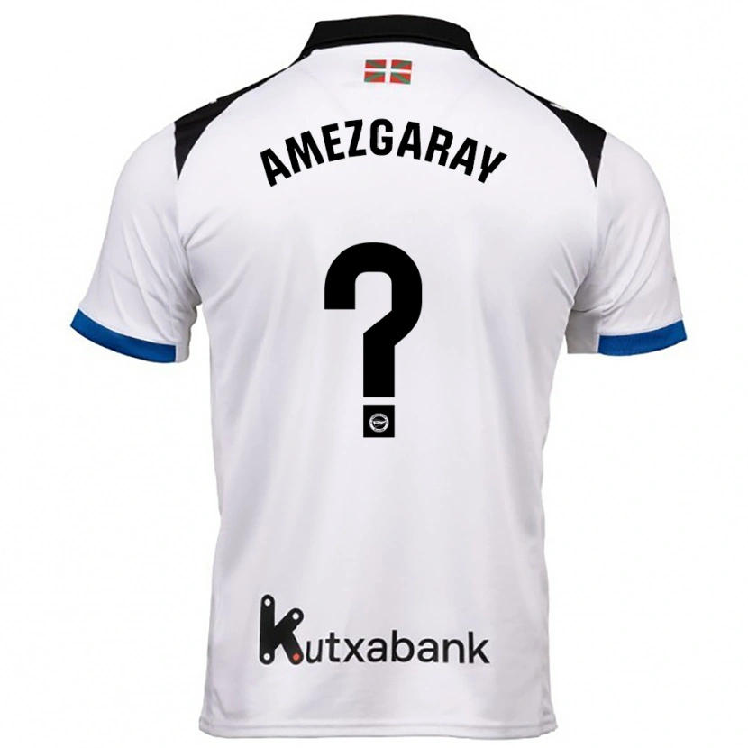Danxen Kvinder Ander Amezgaray #0 Hvid Blå Udebane Spillertrøjer 2025/26 Trøje T-Shirt