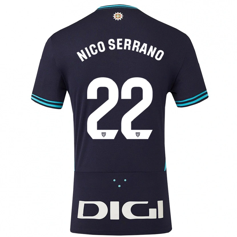 Danxen Kvinder Nico Serrano #22 Navy Himmelblå Udebane Spillertrøjer 2025/26 Trøje T-Shirt