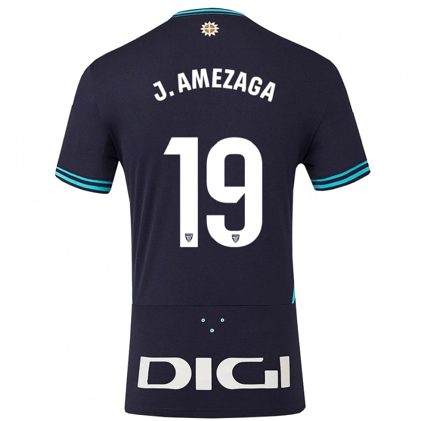 Danxen Kvinder Jone Amezaga Martínez #19 Navy Himmelblå Udebane Spillertrøjer 2025/26 Trøje T-Shirt