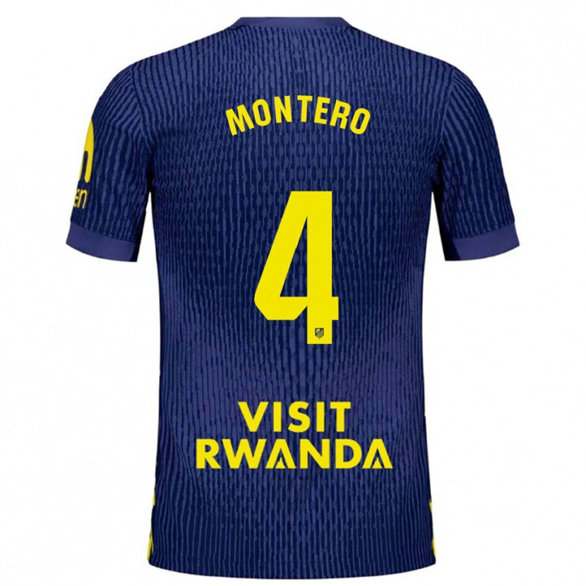Danxen Kvinder Francisco Montero #4 Navy Gul Udebane Spillertrøjer 2025/26 Trøje T-Shirt