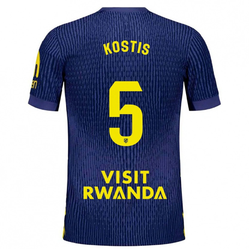 Danxen Kvinder Ilias Kostis #5 Navy Gul Udebane Spillertrøjer 2025/26 Trøje T-Shirt