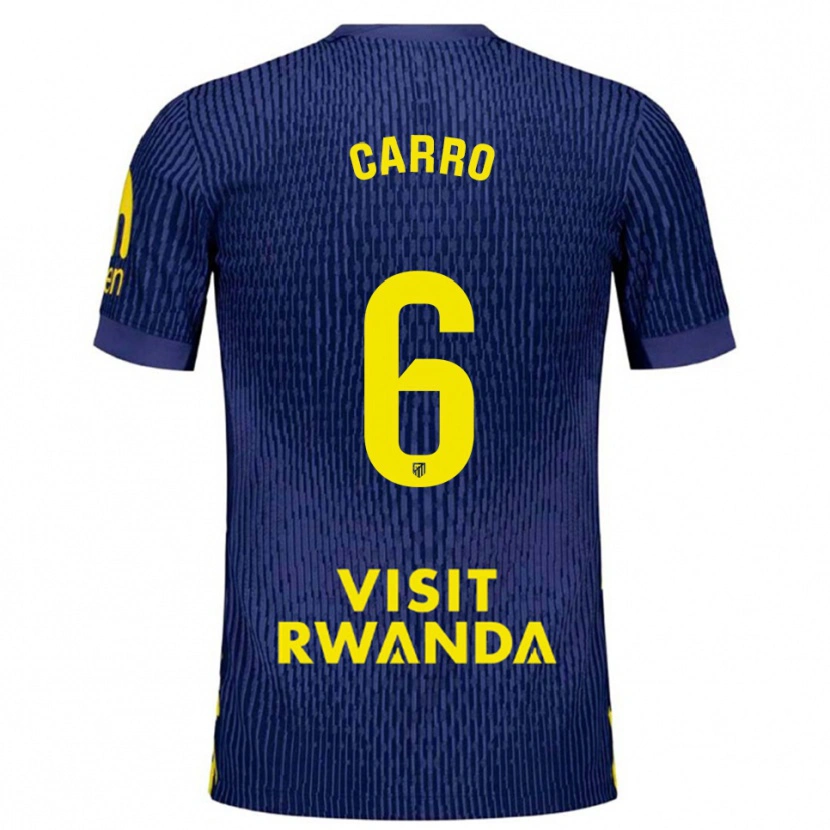 Danxen Kvinder Mikel Carro #6 Navy Gul Udebane Spillertrøjer 2025/26 Trøje T-Shirt