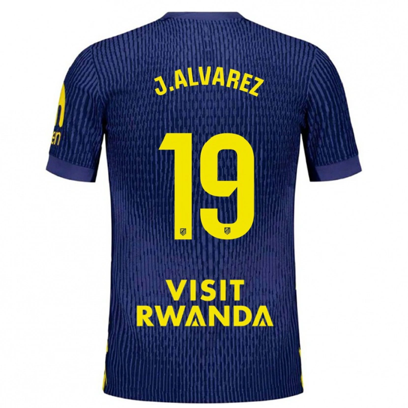 Danxen Kvinder Julián Alvarez #19 Navy Gul Udebane Spillertrøjer 2025/26 Trøje T-Shirt