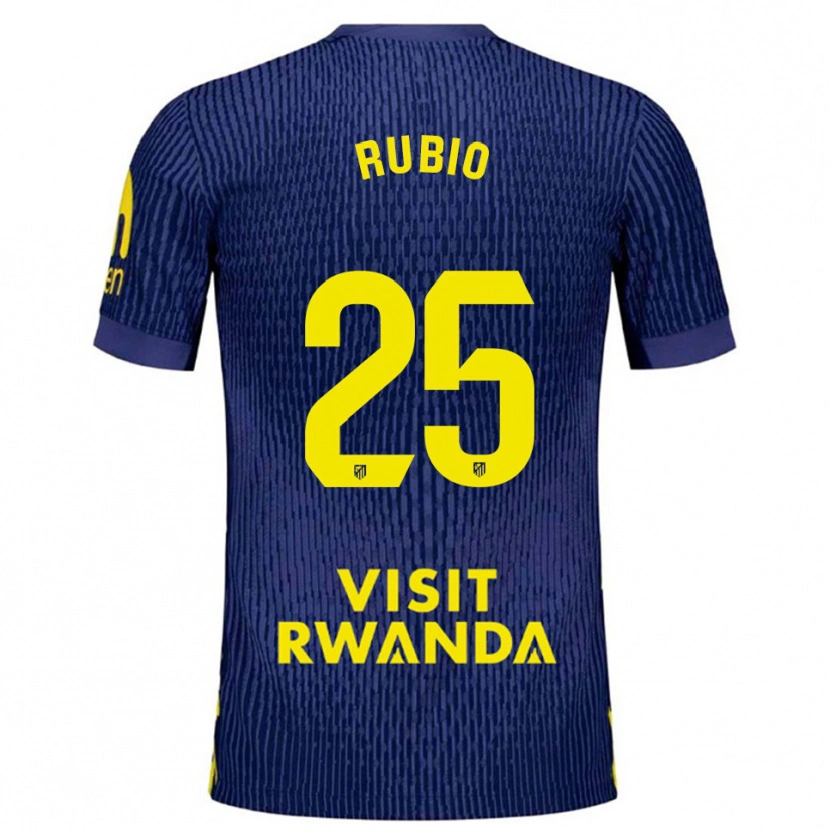 Danxen Kvinder Daniel Rubio #25 Navy Gul Udebane Spillertrøjer 2025/26 Trøje T-Shirt