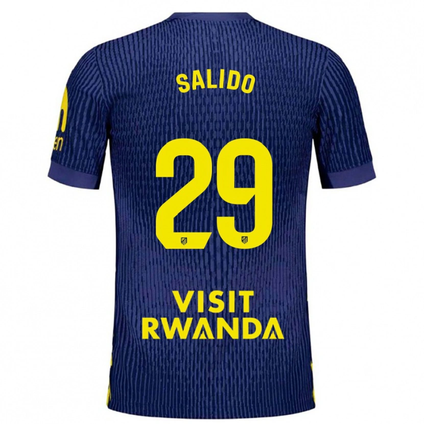 Danxen Kvinder Alberto Salido #29 Navy Gul Udebane Spillertrøjer 2025/26 Trøje T-Shirt