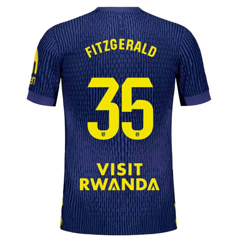 Danxen Kvinder Daniel Fitzgerald #35 Navy Gul Udebane Spillertrøjer 2025/26 Trøje T-Shirt