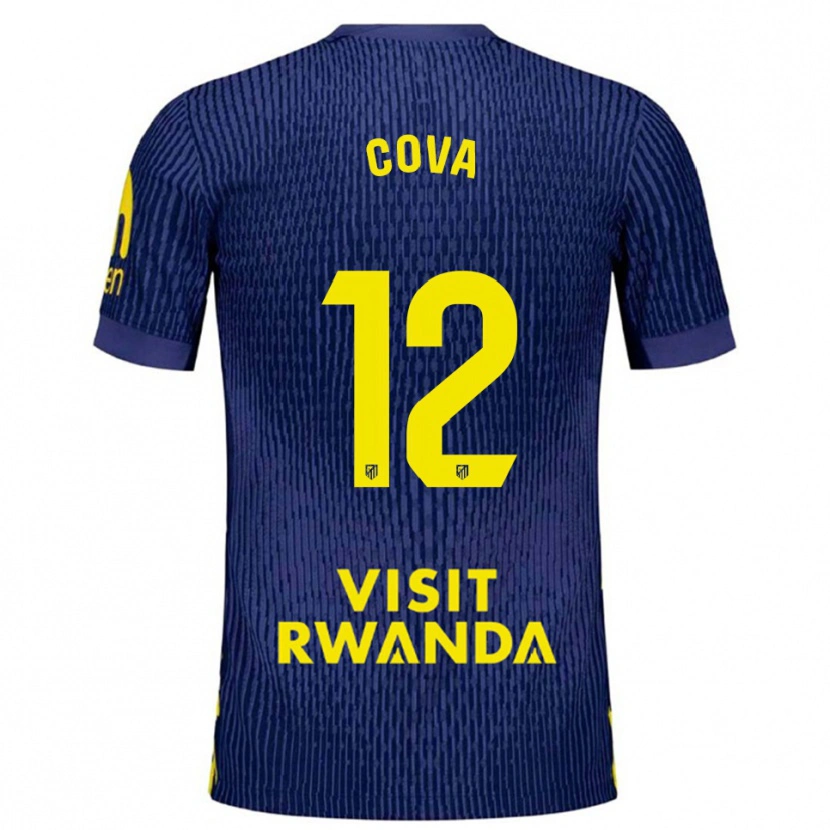 Danxen Kvinder Adrian Cova #12 Navy Gul Udebane Spillertrøjer 2025/26 Trøje T-Shirt