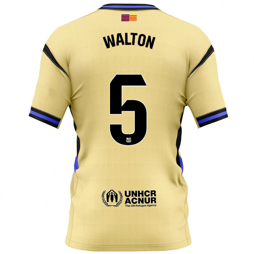 Danxen Kvinder Álex Walton #5 Gul Sort Udebane Spillertrøjer 2025/26 Trøje T-Shirt