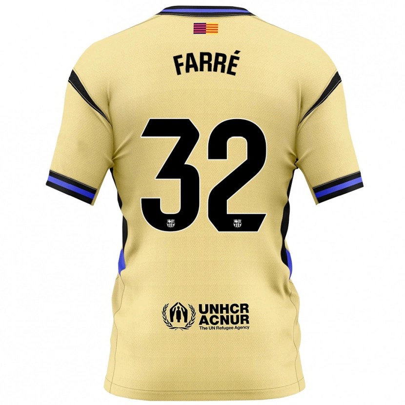 Danxen Kvinder Landry Farré #32 Gul Sort Udebane Spillertrøjer 2025/26 Trøje T-Shirt
