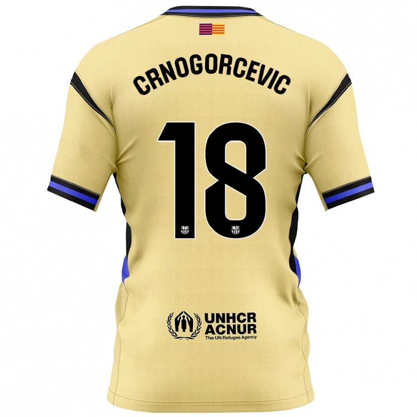 Danxen Kvinder Ana-Maria Crnogorcevic #18 Gul Sort Udebane Spillertrøjer 2025/26 Trøje T-Shirt