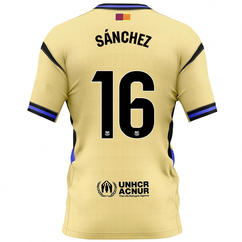 Danxen Kvinder Edu Sánchez #16 Gul Sort Udebane Spillertrøjer 2025/26 Trøje T-Shirt