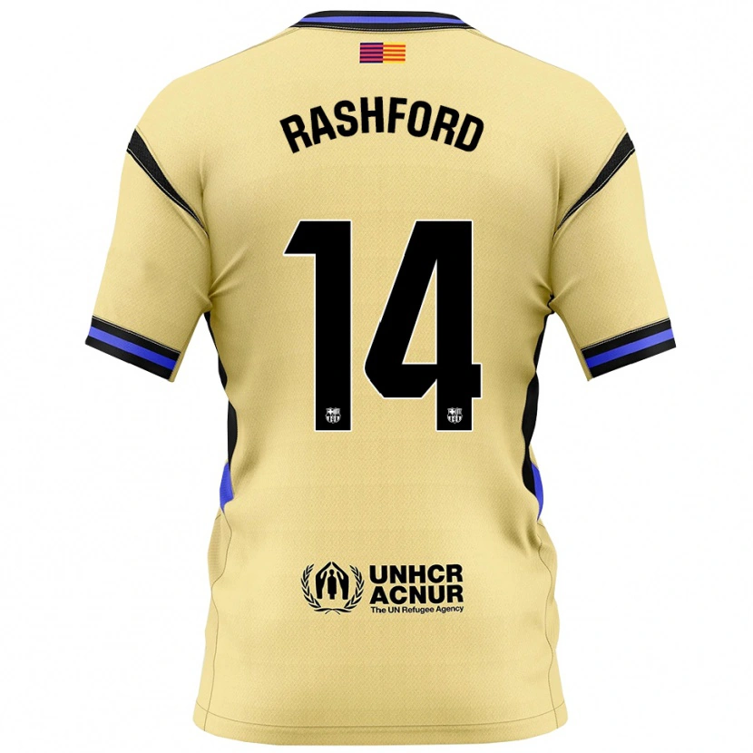 Danxen Kvinder Marcus Rashford #14 Gul Sort Udebane Spillertrøjer 2025/26 Trøje T-Shirt