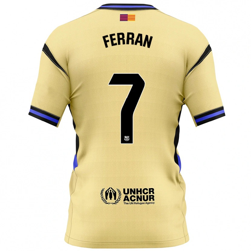 Danxen Kvinder Ferran Torres #7 Gul Sort Udebane Spillertrøjer 2025/26 Trøje T-Shirt
