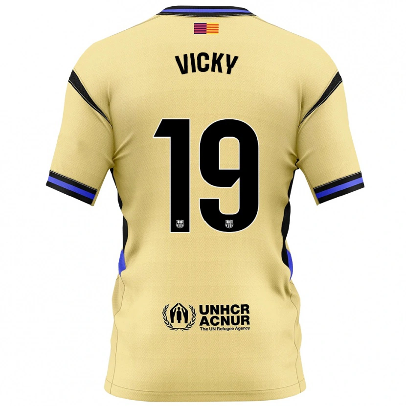 Danxen Kvinder Vicky López #19 Gul Sort Udebane Spillertrøjer 2025/26 Trøje T-Shirt