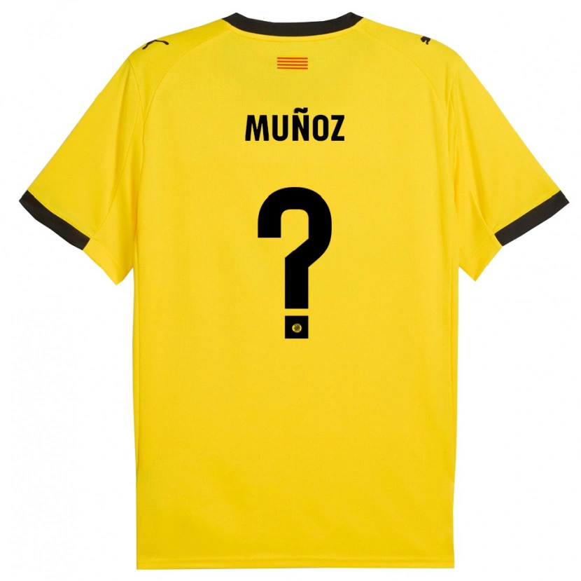 Danxen Kvinder Yeray Muñoz #0 Gul Sort Udebane Spillertrøjer 2025/26 Trøje T-Shirt