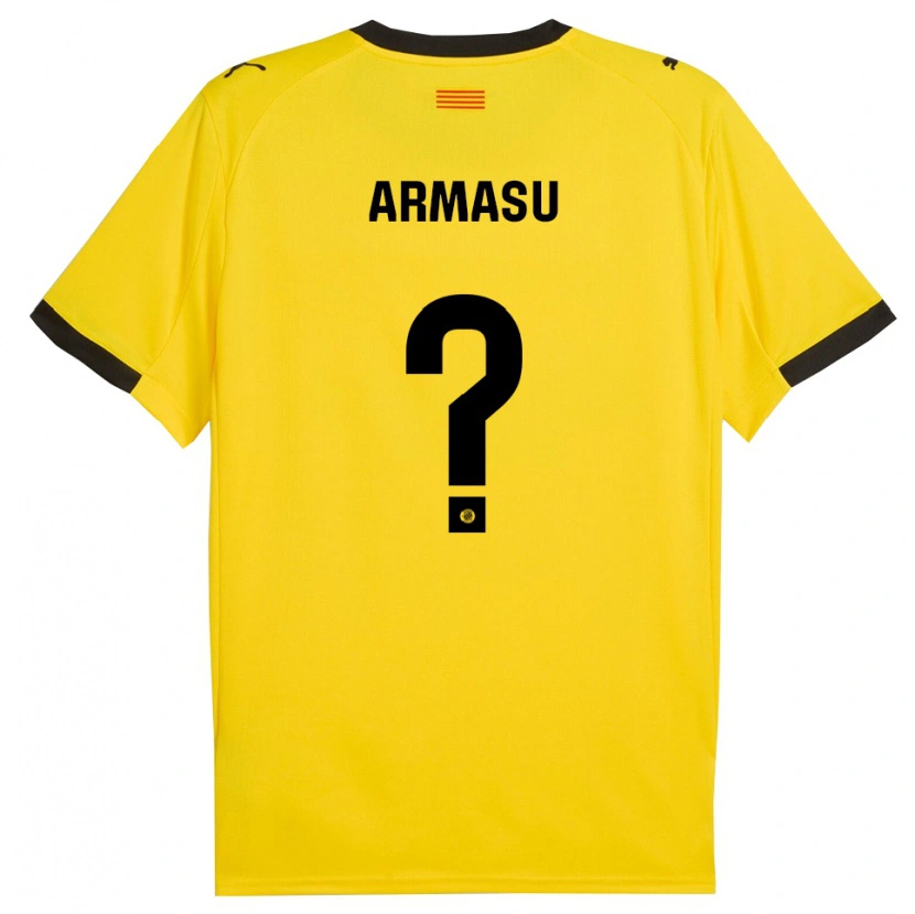Danxen Kvinder Daniel Armașu #0 Gul Sort Udebane Spillertrøjer 2025/26 Trøje T-Shirt