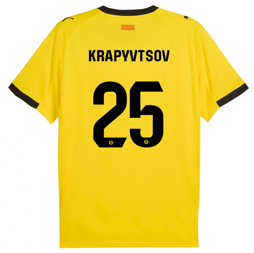 Danxen Kvinder Vladyslav Krapyvtsov #25 Gul Sort Udebane Spillertrøjer 2025/26 Trøje T-Shirt