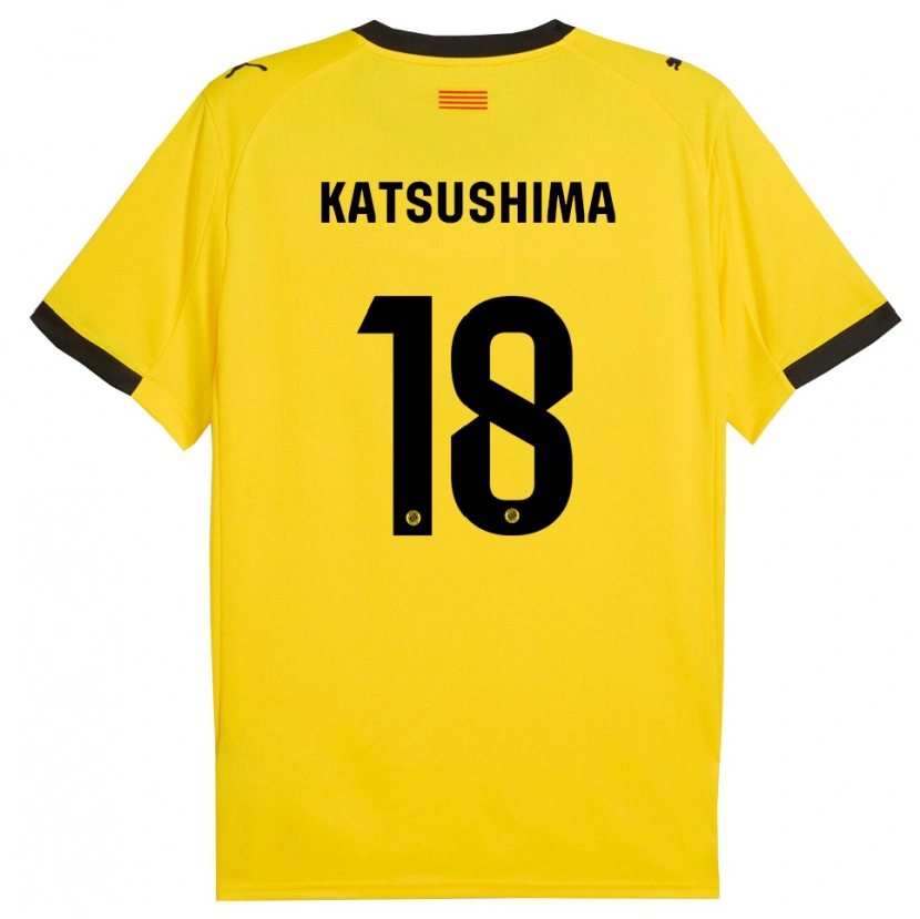 Danxen Kvinder Shinnosuke Katsushima #18 Gul Sort Udebane Spillertrøjer 2025/26 Trøje T-Shirt