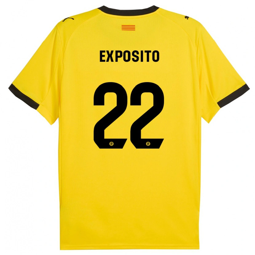 Danxen Kvinder Samu Expósito #22 Gul Sort Udebane Spillertrøjer 2025/26 Trøje T-Shirt