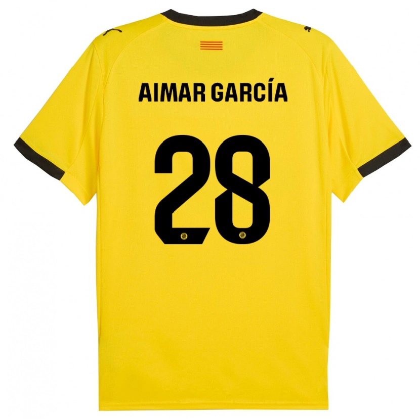 Danxen Kvinder Aimar García #28 Gul Sort Udebane Spillertrøjer 2025/26 Trøje T-Shirt